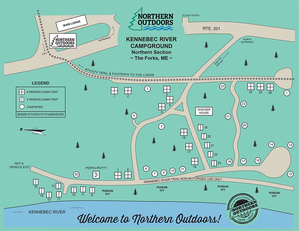Kennebec River Northern campground map