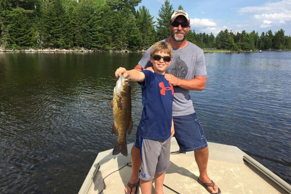 Father and son bass fishing