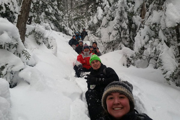 College Group winter hiking
