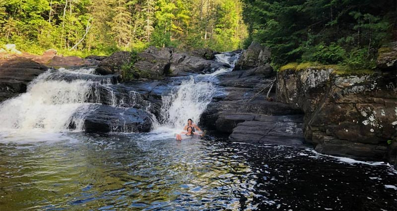 Moxie Falls - Maine Waterfall Swimming Hole in the summer