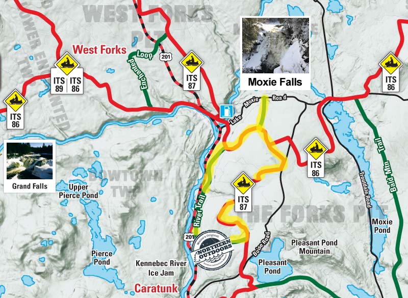 Snowmobile Trail Map - The Forks, Maine