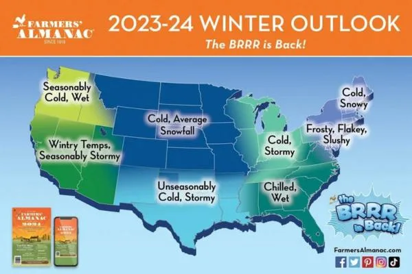 Farmers Almanac Winter Weather Forecast 2023 / 2024