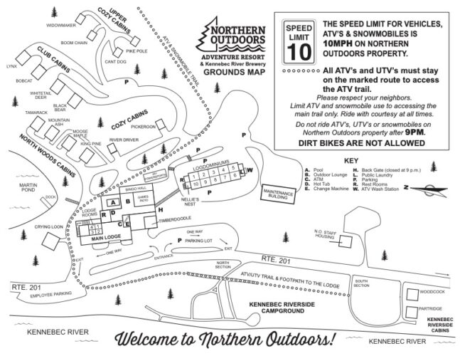 Northern Outdoors Resort Map.