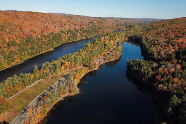 Aerial View Martin Pond Fall Foliage