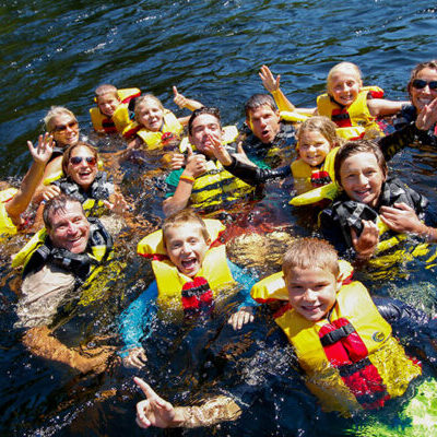family swimming kennebec lower river