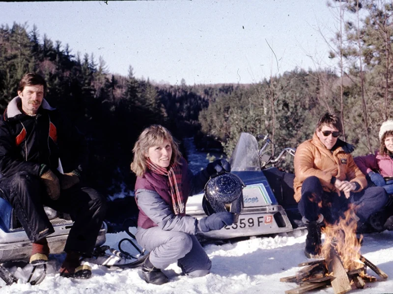Suzie Hockmeyer guiding snowmobile trip.